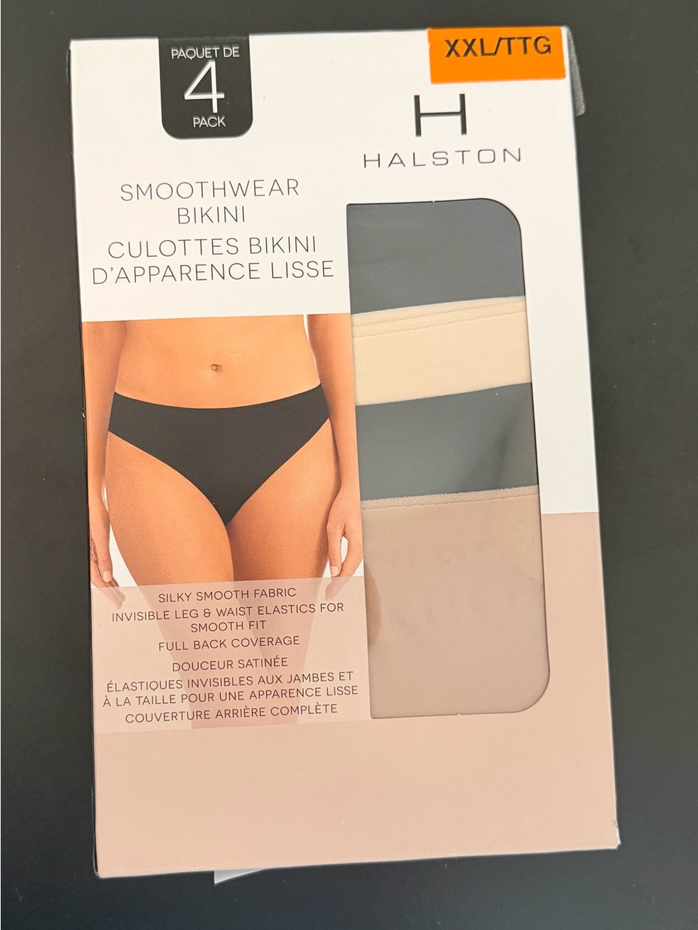 Halston Smoothwear Bikini 4-Pack Panties Black & Nude XL/1X